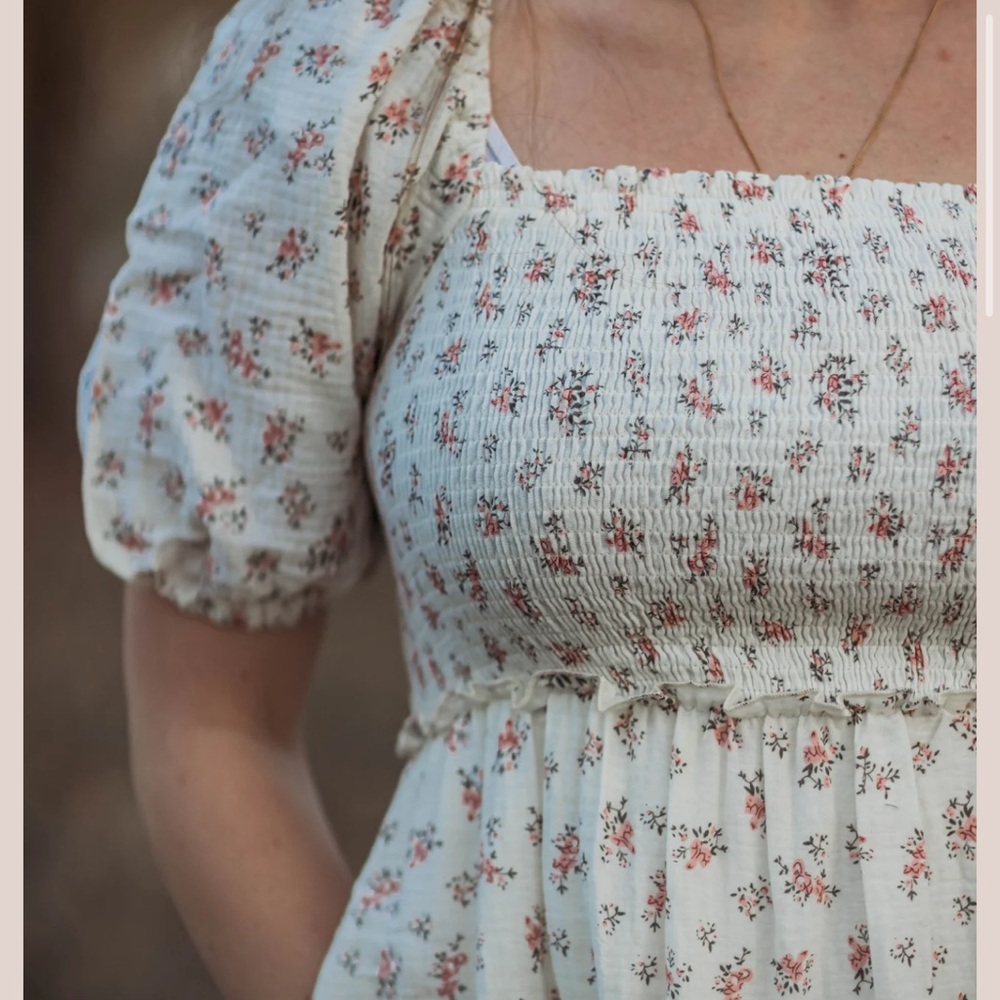 Green Ruched Puff Sleeve Midi Sundress